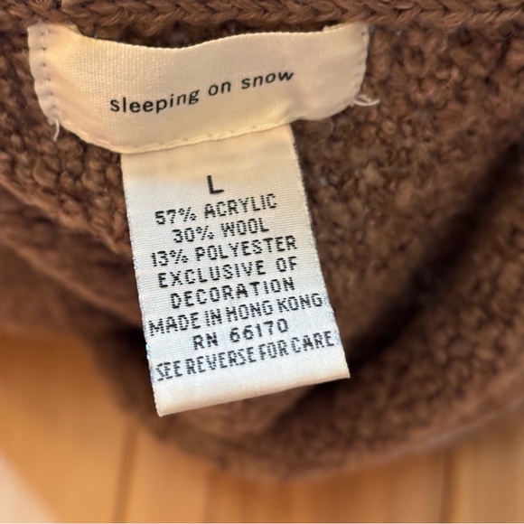 Y2K Anthropologie Sleeping On Snow Brown Boucle Blue Trim Cardigan Sweater - Picture 11 of 11